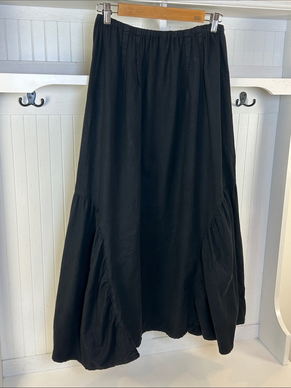 CP Shades Black Cotton Boho Prairie Maxi Skirt L